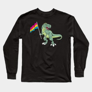 Funny Dinosaur Flag Pansexual Pride LGBT Gift Long Sleeve T-Shirt